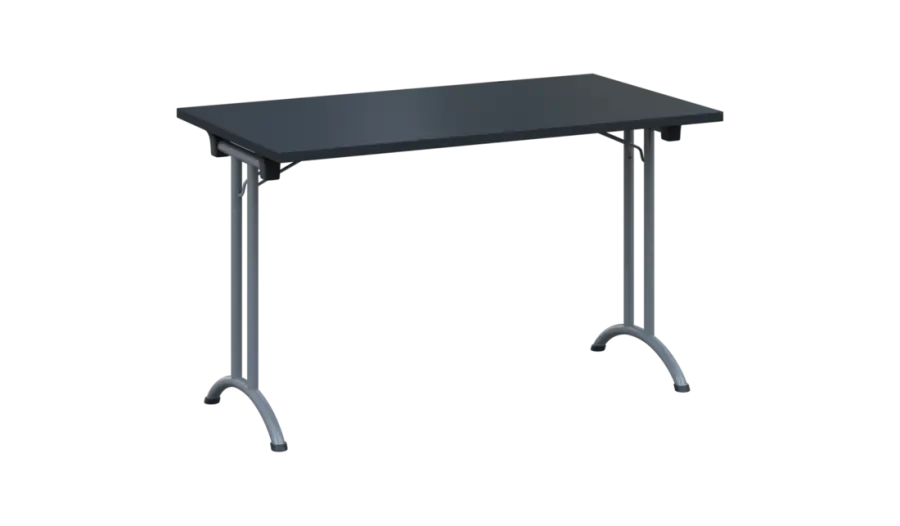 SLA 125 lak skládací jednací stůl 1250x700, deska 25 mm, podnož stříbrný lak, deska antracit